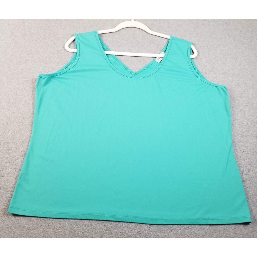 Clear Sky Tank Top Women's 3X Plus Green Sleeveless Scoopneck Stretch Jersey